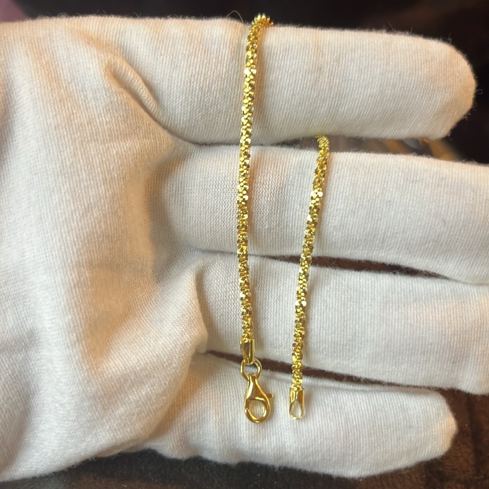 7” Yellow Gold over Italian Twisted Rock Bracelet